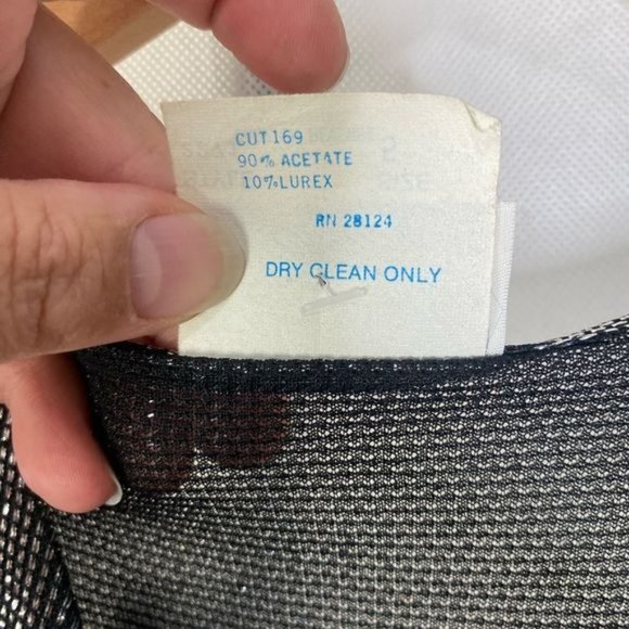 Vintage 80s Womens shiny dress silver top black skirt size 5 - Picture 4 of 9